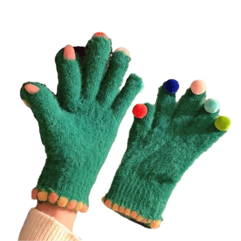 Winter Warm Touchscreens Gloves Faux Furs Texting Gloves Fuzzy Soft Winter Gloves for Outdoor Skiing Cycling Hiking