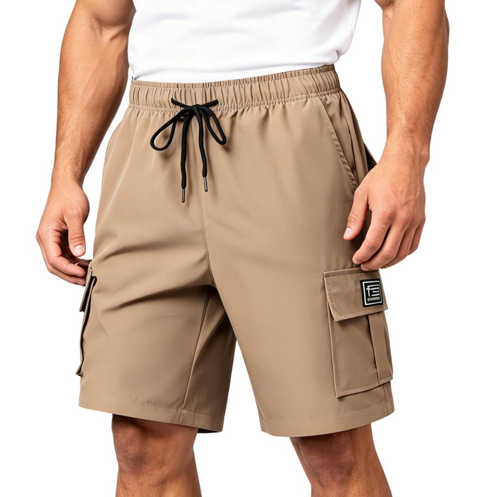 Pantaloncini Cargo Casual da Uomo con Coulisse in Vita e Tasche Multiple Vestibilità Rilassata Leggeri da Cinque Pollici per Attività all'Aperto
