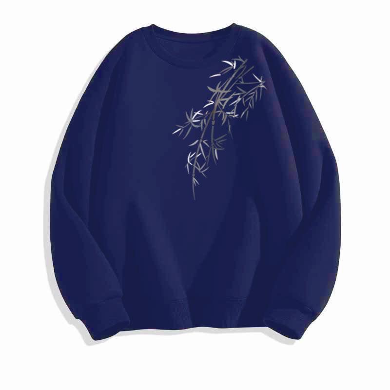 Herren Bambusblatt Fleece-gefüttertes Rundhals-Sweatshirt - Schwergewicht 450G, Chinesischer Stil, Herbst/Winter.