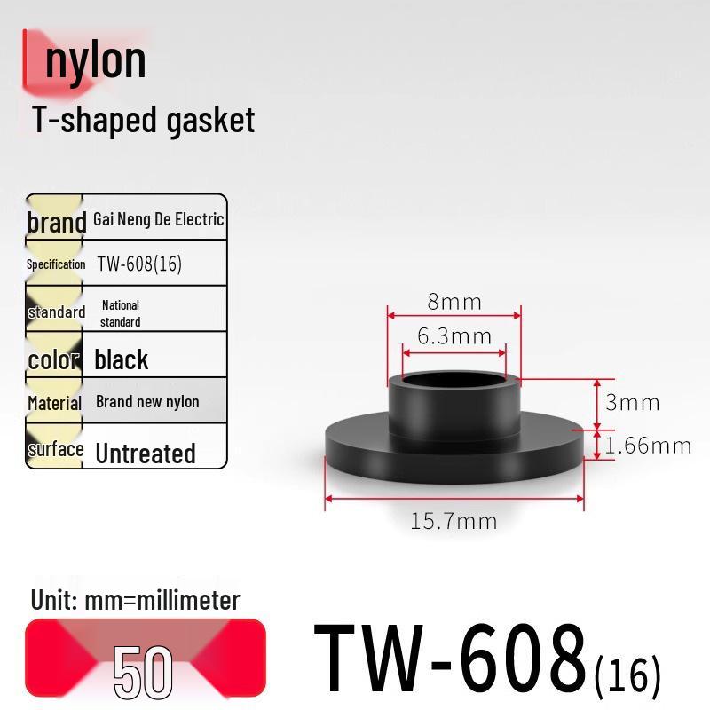 T-shaped Nylon Gasket Ring Screw Shaft Sleeve, Round Concave-Convex Insulation Pad, M2-M35