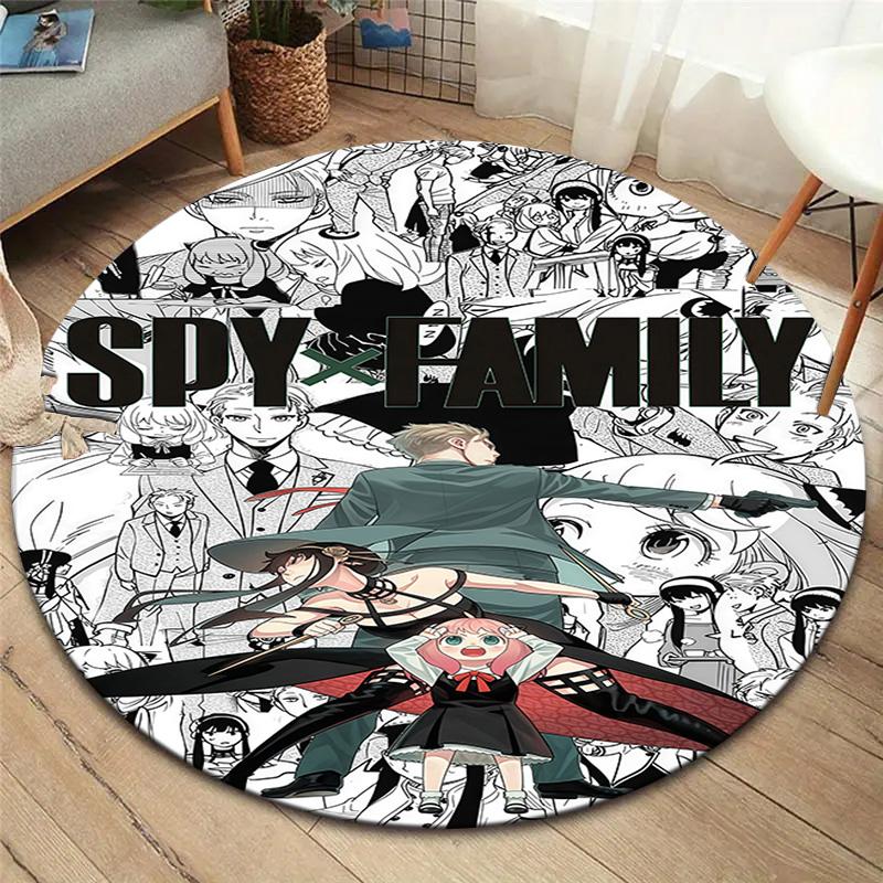 Spyfamily Round Area Rug Carpet Rug For Living Room Bedroom Sofa Playroom Decor Nonslip Floor Mat
