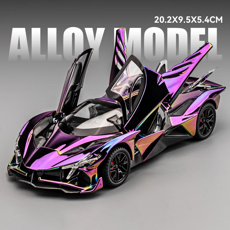 

1:24 Apollo Project EVO Electroplate Alloy Muscle Car Model Sound and Light Children s Toy Collectibles Birthday gift фіолетовий