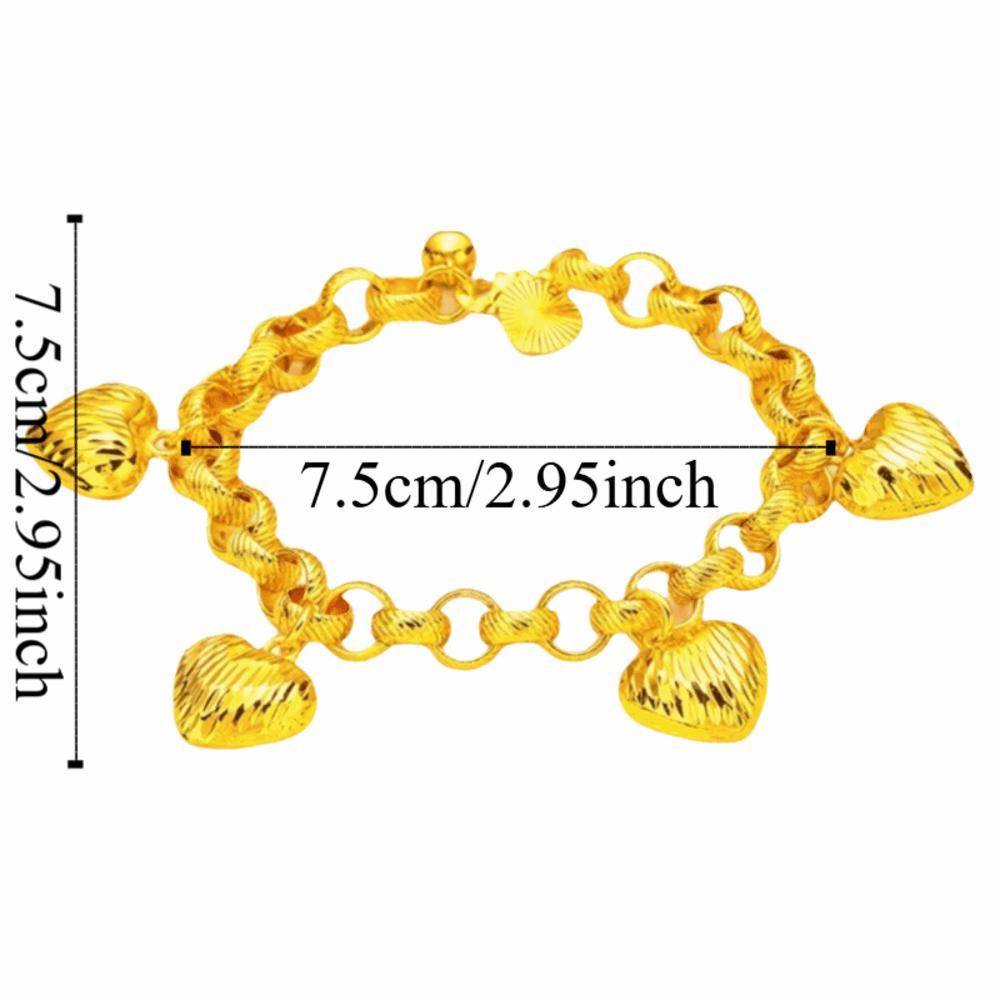 Elegant Gold Plated Heart Bracelet Brass Sand Gold Charm Bangle Pendant Hollow Bracelet  Party