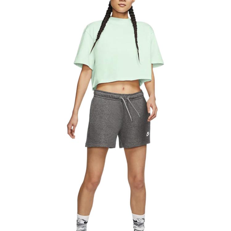 Nike Crop Tops Women's Light Green Crew Neck Moderate CJ3758-394