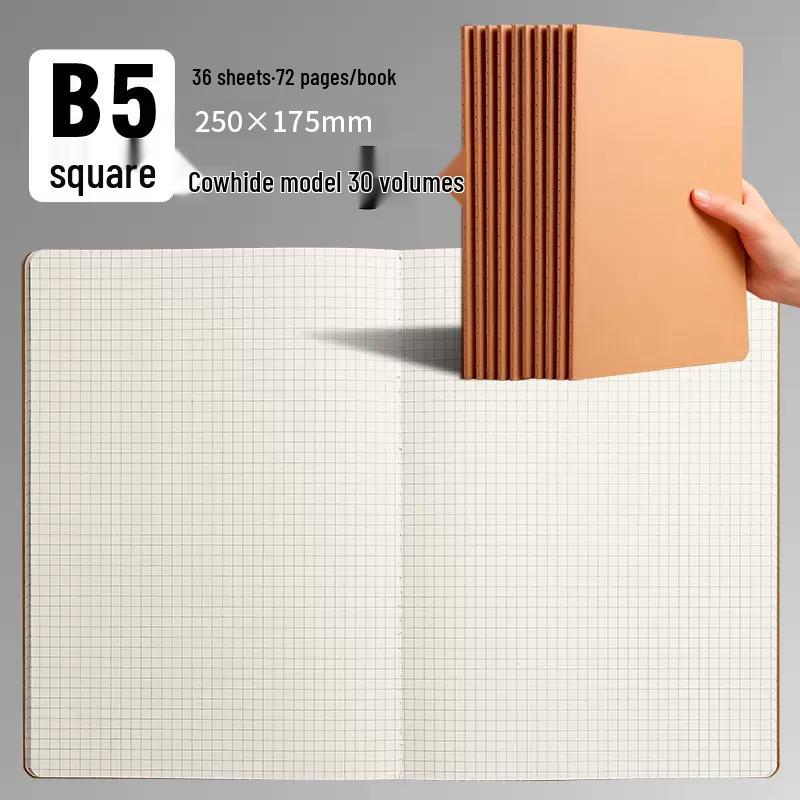 100-Page A5/B5 Black Cowhide Notebook for College Students