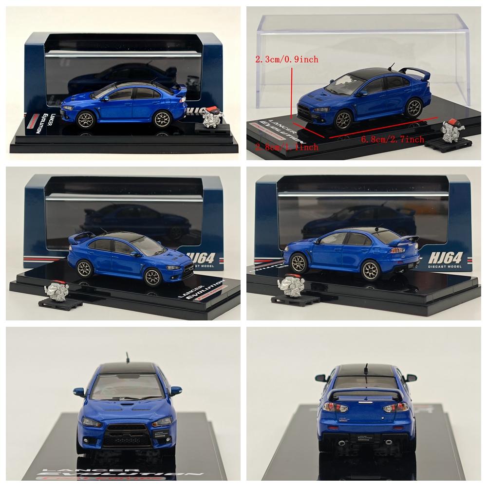 Hobby Japan 1/64 Lancer Evolution X Final Edition w/Engine Display Model HJ642053 Series Diecast Car Miniature Collection Toys