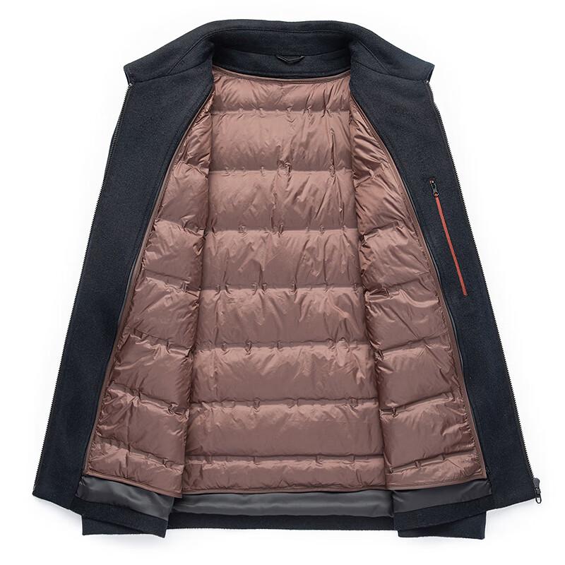 FAPAI Men's Pure Wool Detachable Down Liner Overcoat