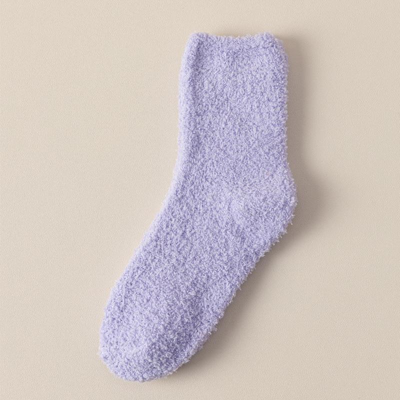 Coral Fleece Socks, Women's Autumn and Winter Sleep Socks, Warm and Non-shedding Mid-calf Socks, Thick Socks