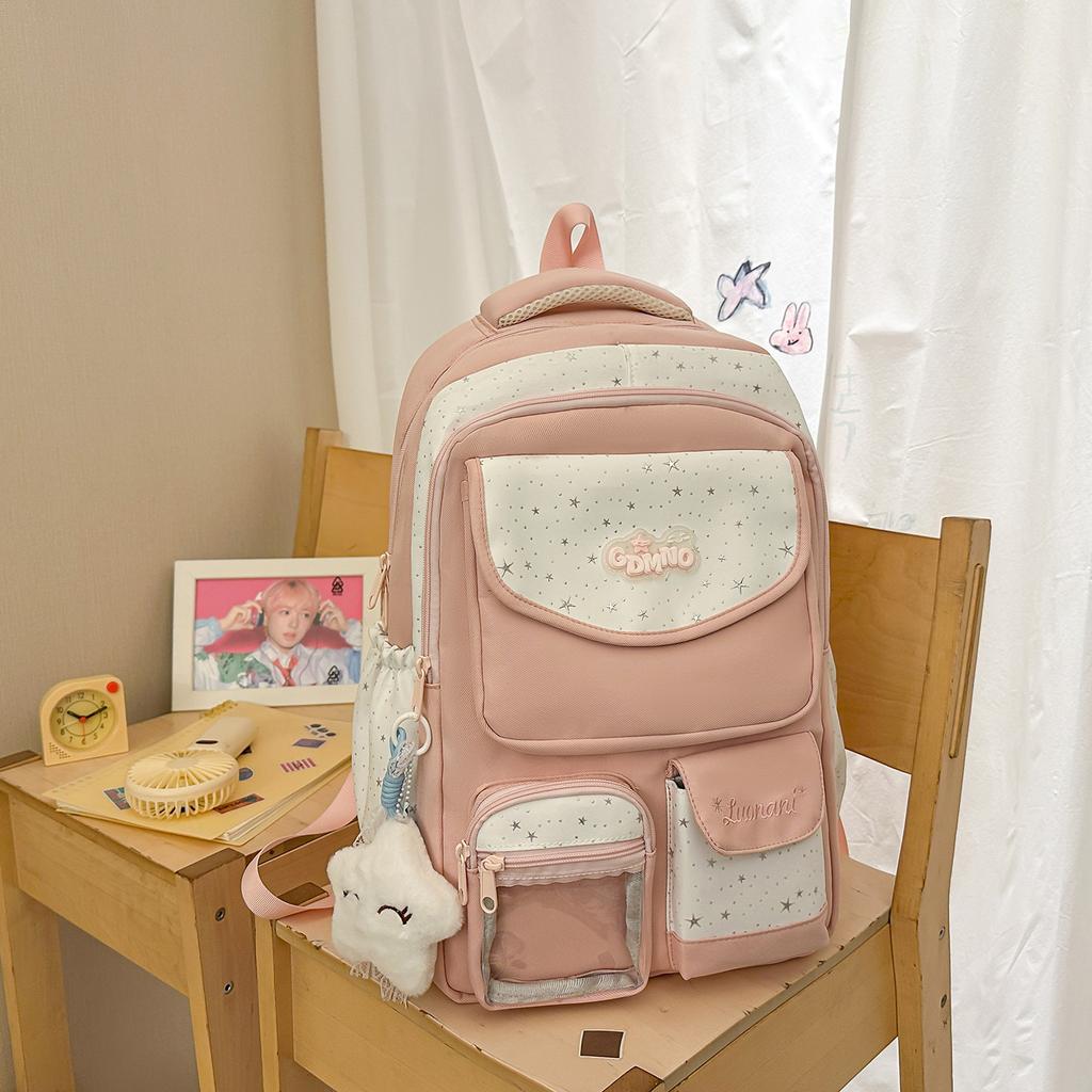 Schoolbag high value Japanese ins wind backpack female student large capacity cute pain bag lightweight schoolbag multi-layer backpack
