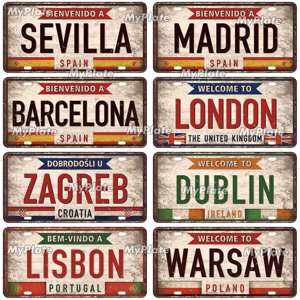 [MyPlate] Country City Style 15x30CM Plate Vintage Metal Sign Plaque Tin Sign Man Cave Decoration Bar Sign Club Poster Gift