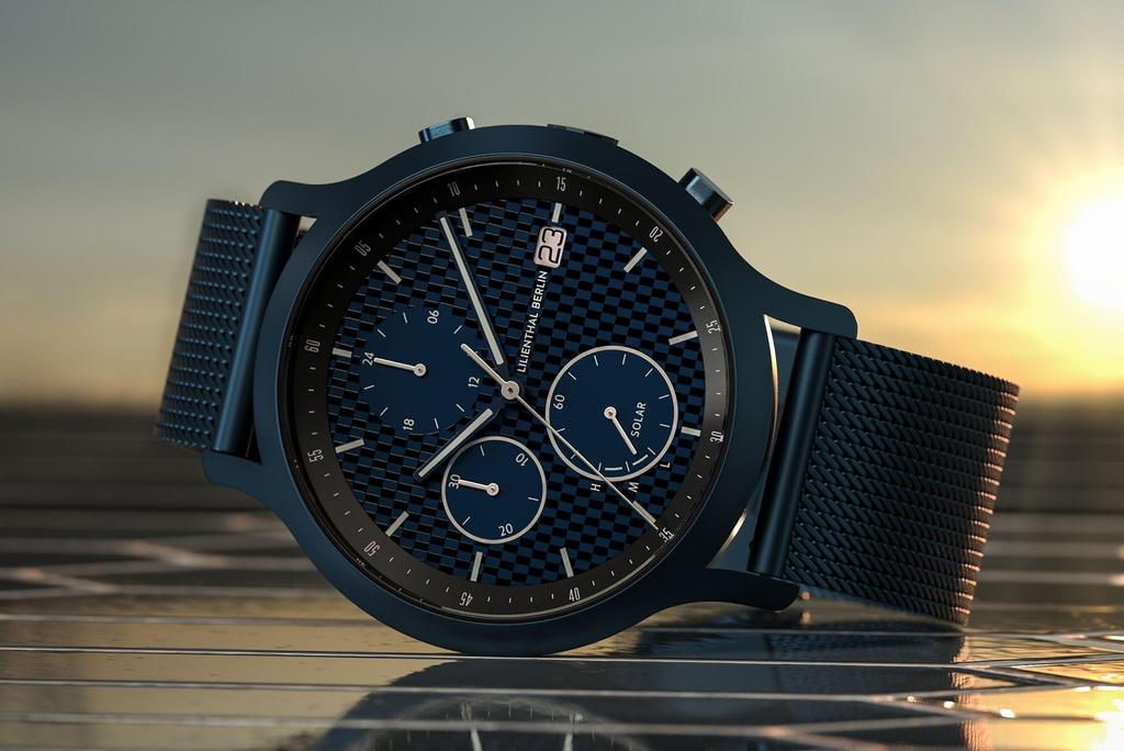 Lilienthal Berlin Solar Chronograph Watch with Date Limited Made in Display, Edition, Germany, C01-LE-SLR-2-B023E