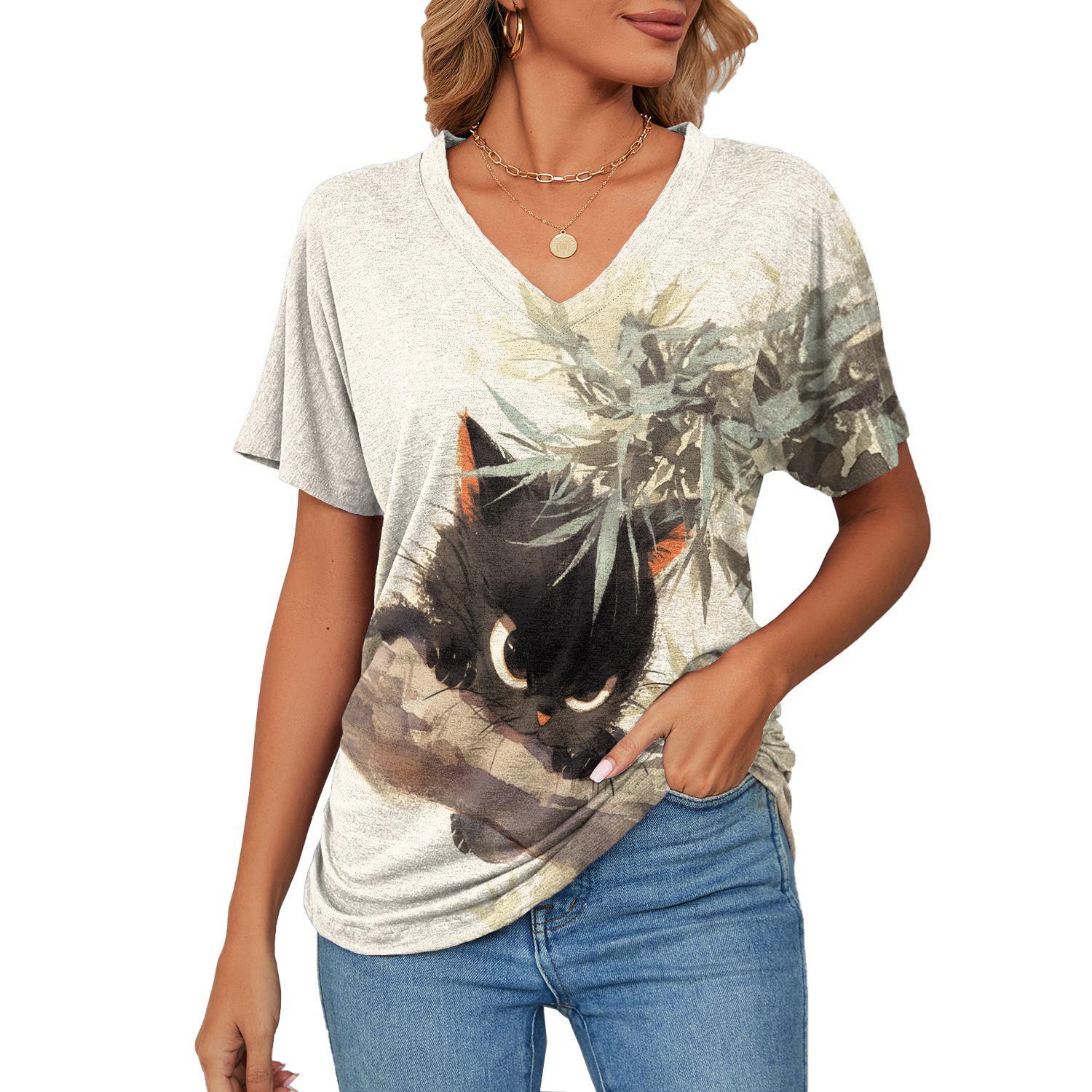 

Женская футболка с милыми животными, модный 3d принт с круглым вырезом, летний повседневный пуловер с короткими рукавами, женские футболки, одежда оверсайз 5XL