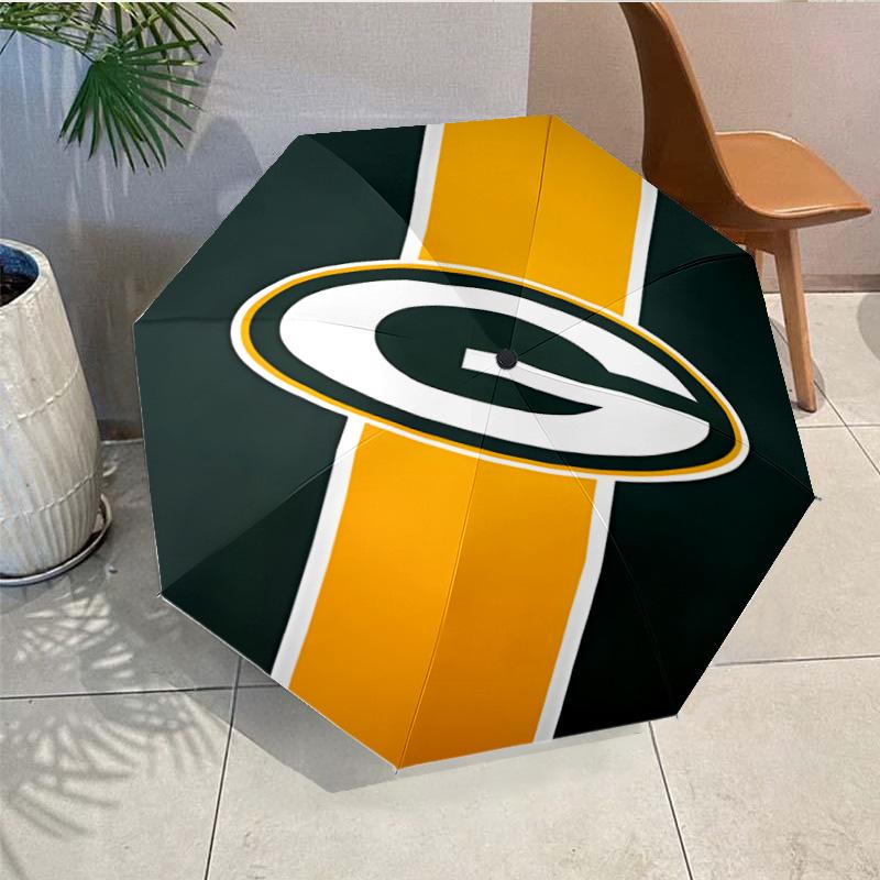 Green Bay Packers Logo Umbrella - Automatic Open/Close, Compact 8-Rib Lightweight Umbrella Essential for outdoorPicnic Accessory Fan Gifts