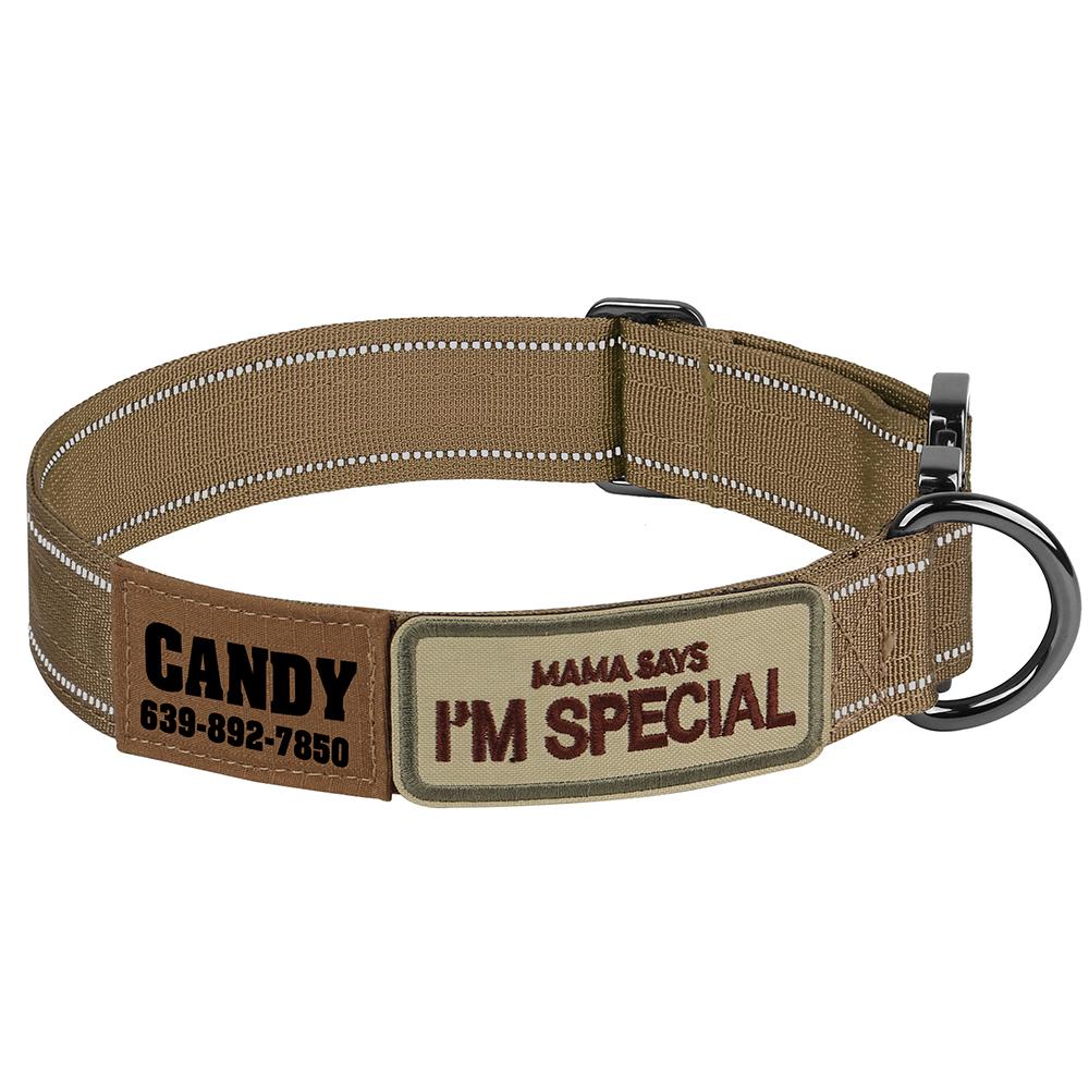 Personalized Tactical Dog Collar Nylon Military Dog Collar Reflective Anti-lost Free Print Dogs Name for Dog Training Hunting L 30-48cm камуфляжный