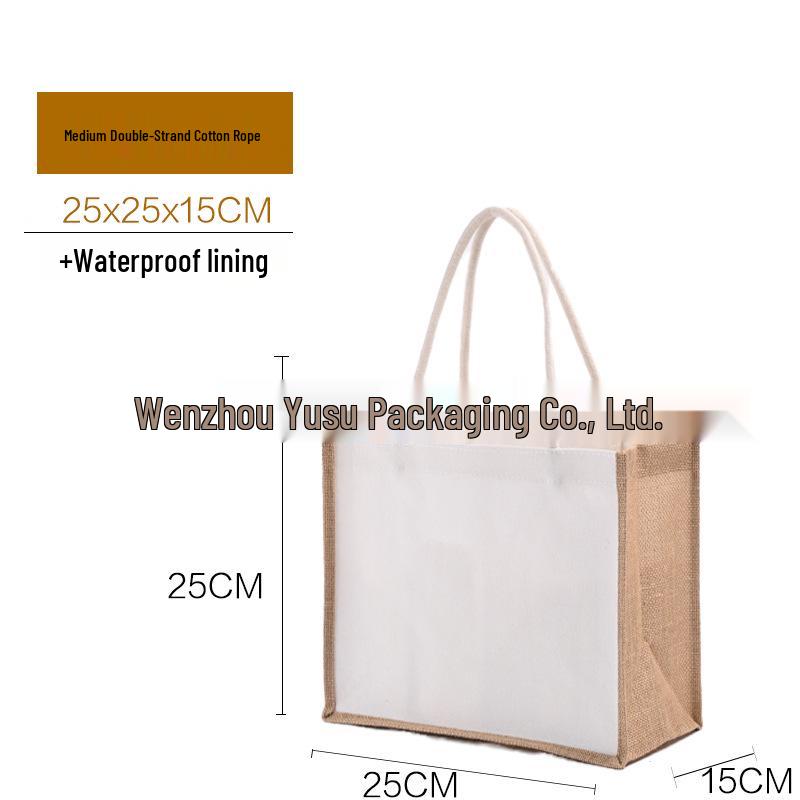 Muji Jute-Style Customizable Tote Bag - Film-Coated, Blank Linen for DIY Hand-Painting