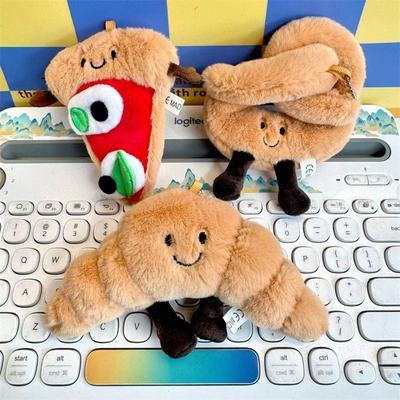 Cute Croissant Pizza Burrito Bread Creative Plush Doll Keychain Backpack Pendant