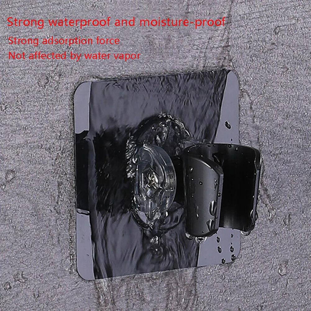 Home Shower Head Holder Bracket 7.2*7.2cm Black PC Transparent Wall Mount Self-adhesi Suitable For Most Shower
