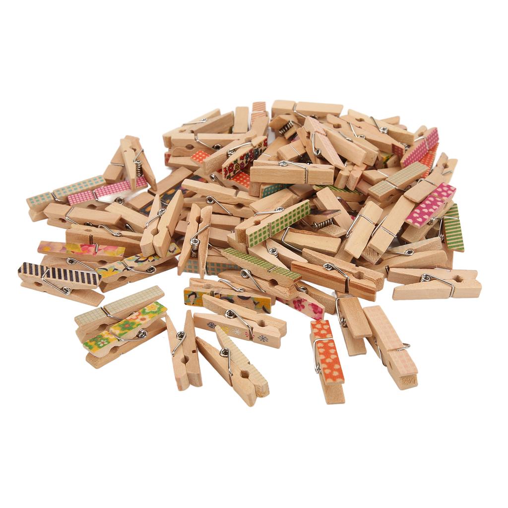 100Pcs Painted Wood Clothespin Fashion Unique Design Durable Detachable Painted Wooden Clip
