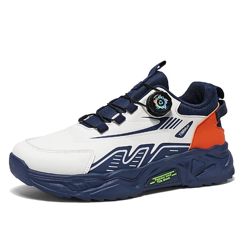 Men's Korean casual sports shoes four season soft sole rotating shoelaces running shoes breathable walking shoe student sneakers