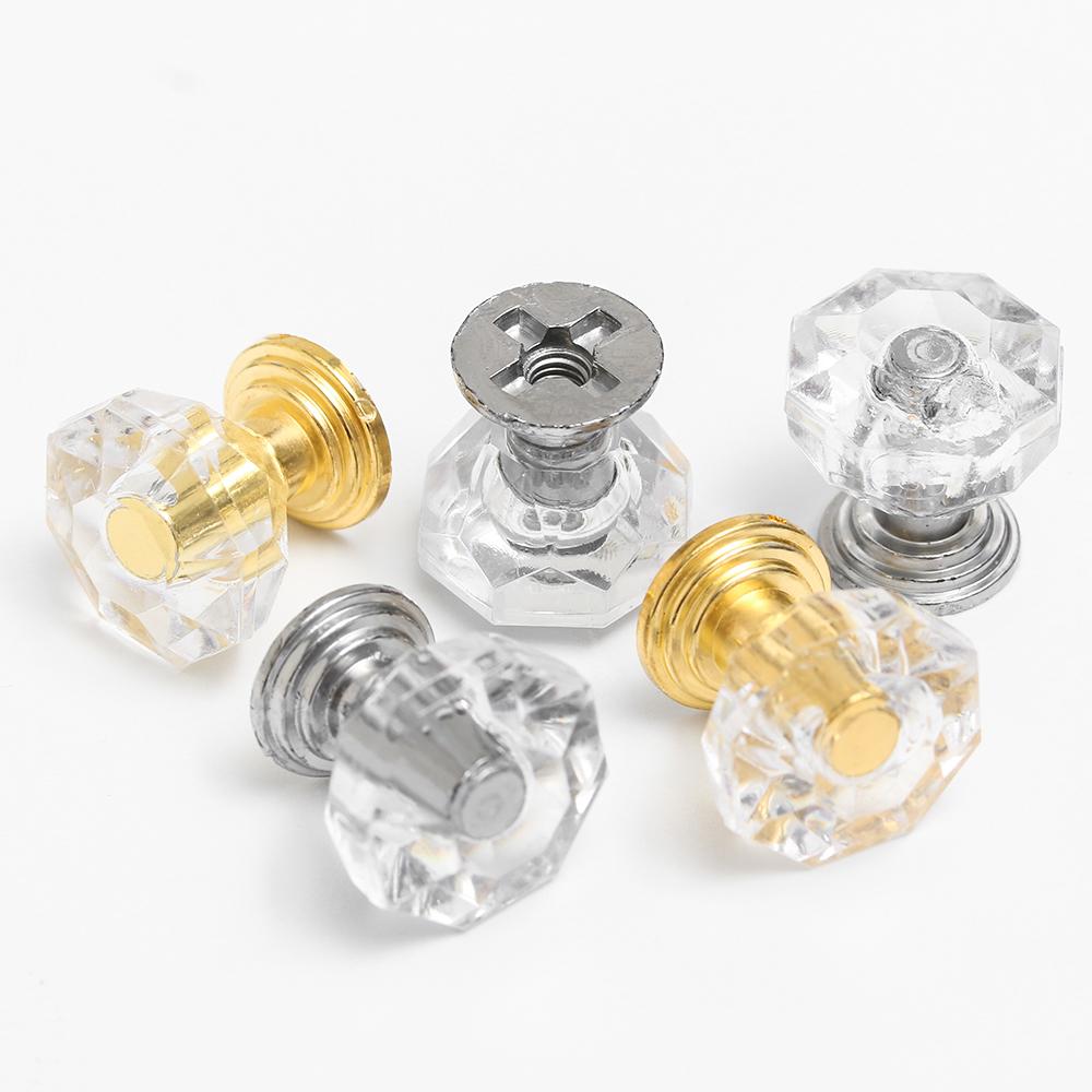 5/10PCS Transparent Diamond Shape Crystal Glass Cabinet Knob Jewelry Box Drawer Pull Handle Furniture Handle Hardware Supplies