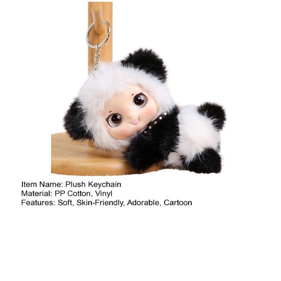 Cute Fluffy Animal Pendant Soft Fluffy Baby Face Cat Tiger Rabbit Panda Puppy Key Ring for Backpack Keys Stress Relief Gift Accessory
