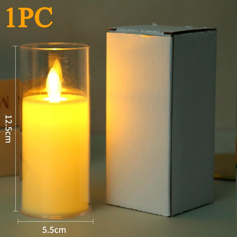 LED Electronic Candle Acrylic Cup Warm Light with Battery Flameless Moving Candle Christmas Church Wedding Home Bedroom Decor