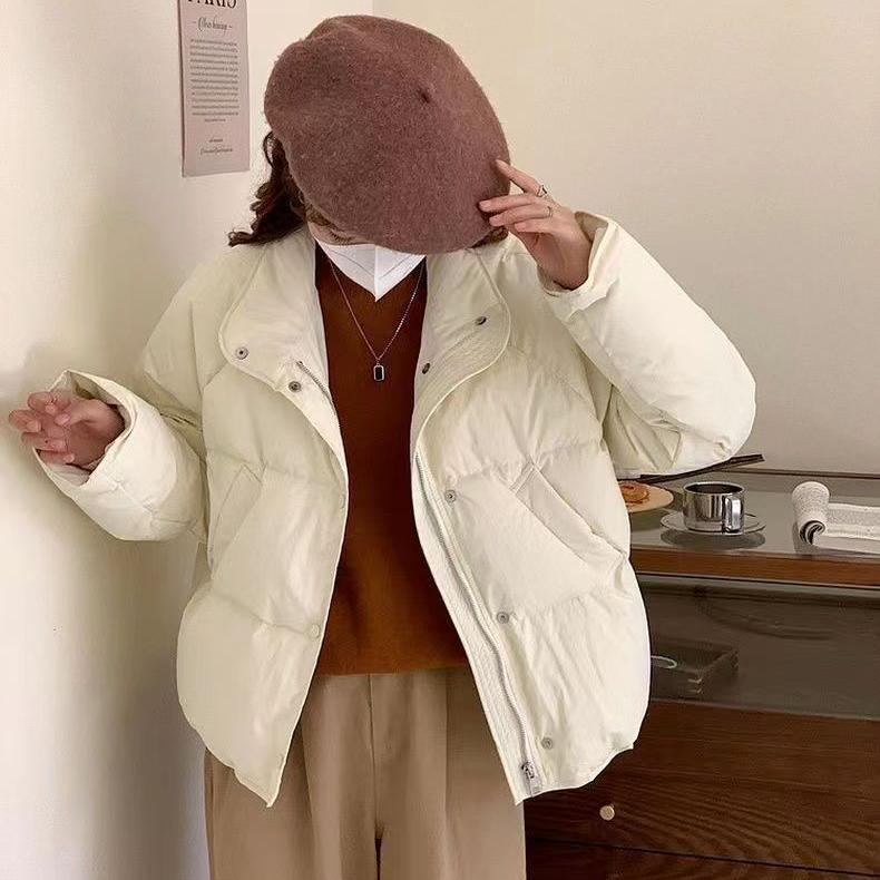 Daunen-Baumwolljacke für Damen, kurz, klein, einfarbig, modische Brotjacke, warme Winter-Baumwolljacke