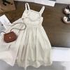 Korean Girls Sleeveless Dress Linen Halter Breathable Candy Color Summer Sweat Absorbent Girl's Vest Dresses