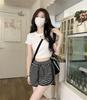 Women's High Waist Black & White Striped Summer Sports Shorts - Slimming A-Line Wide Leg Design