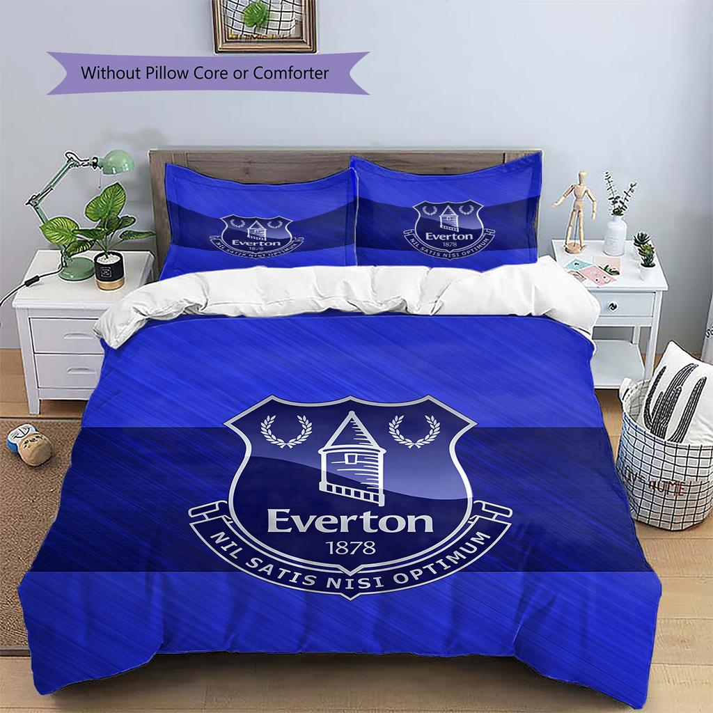 Everton F.C.  Pattern Bedding Quilt Set  Home Decoration  Gift (1 * Duvet Cover + 2 * Pillowcase  Without Core)