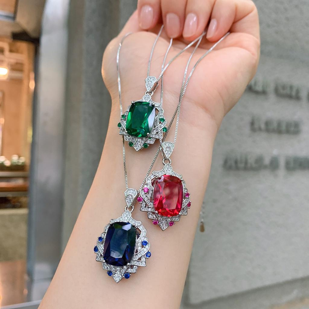 Schmuck Beliebte Simulation Roter Glasanhänger 12 * 16 Halskette Frauengeburtstagsgeschenk