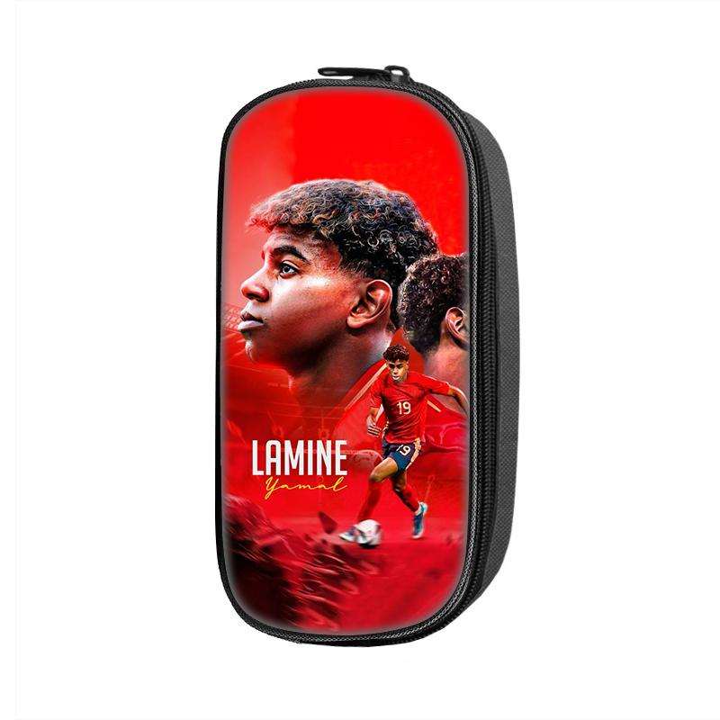 L-Lamin Yamal Pattern Pencil Case Makeup Bag Football Star Pen Bag Student Big Capacity School Supplies Zipper Pencil Pouch
