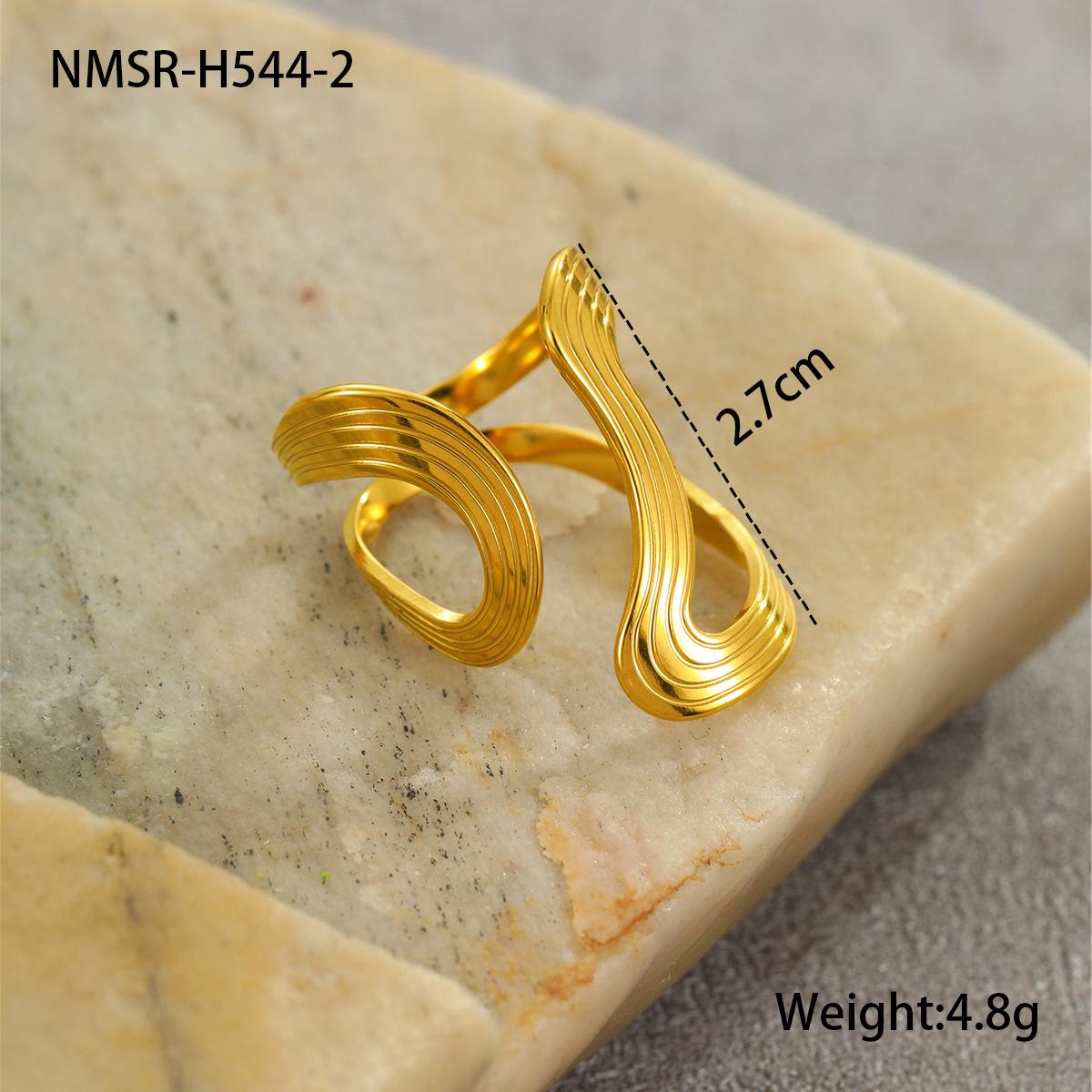 GEMCHIC Women s Stainless Steel Ocean Textured Open Ring Geometric Fashion Jewelry