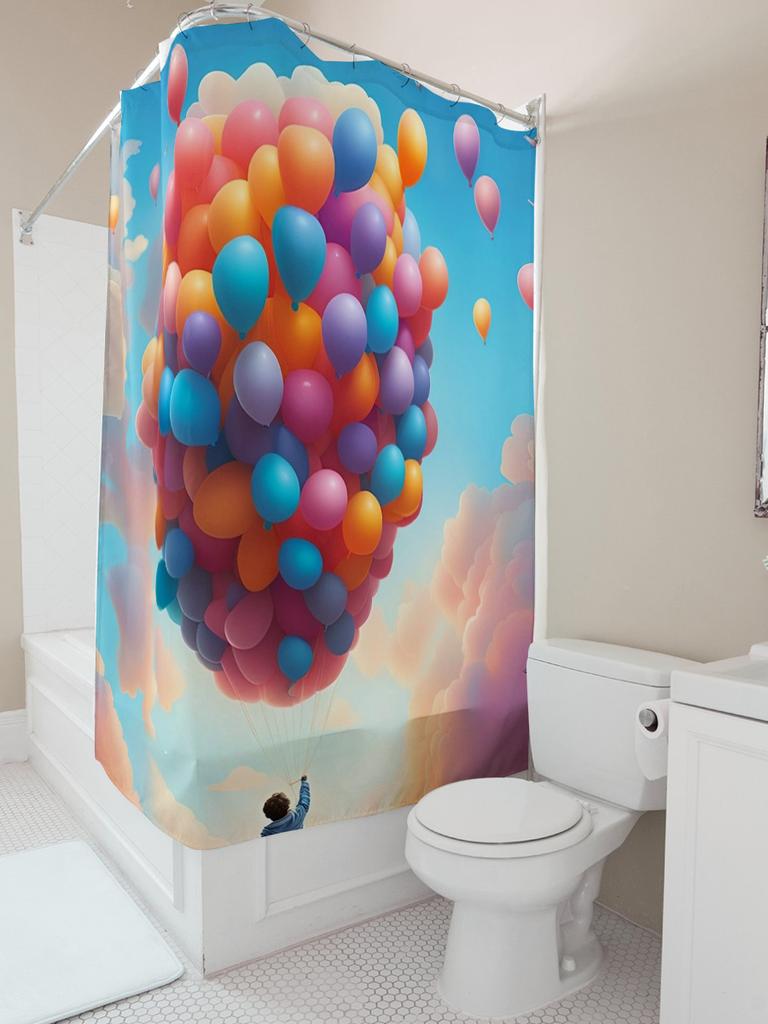 Colorful Balloons Shower Curtain | Dreamy Kids' Bathroom Decor