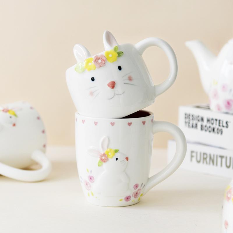 European and American Easter Cup Rabbit Long Ears Water Cup Mug Cartoon Ceramic Breakfast Milk Coffee Cup