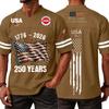 Men's Casual Fashion V-Neck Independence Day Print Short Sleeve Sports T-Shirt Top