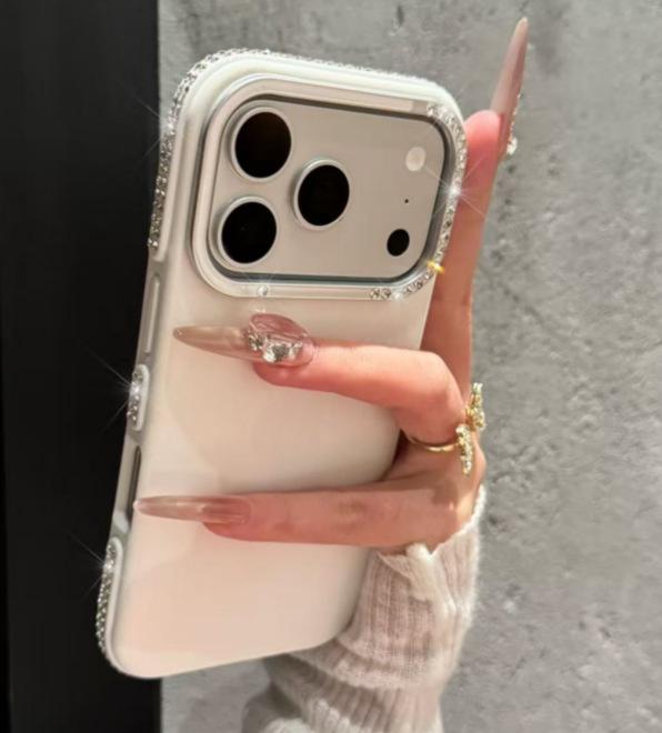 Rhinestone Large Window Anti-Drop Phone Case for Apple 17 Pro/Pro Max - Full Coverage, High-End Feel for Women