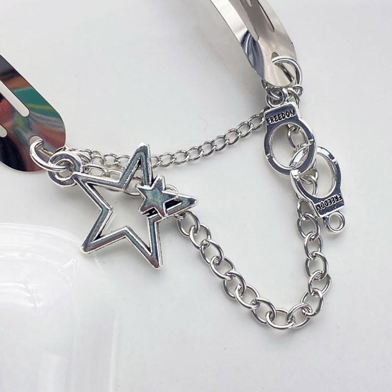 Gotyckie spinki do włosów dla kobiet Harajuku metalowe łańcuszki wsuwki do włosów dziewczęce punk motyle vintage akcesoria do włosów biżuteria Y2K