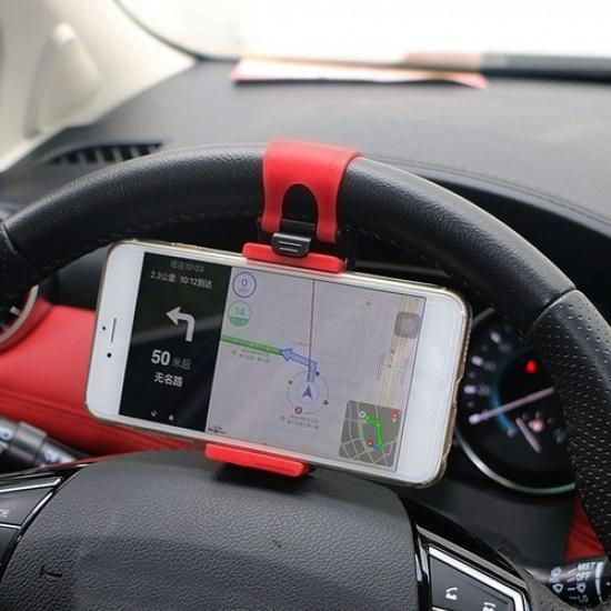 Car Interior Accessories Steering Wheel GPS Phone Holder Mount Stand Clip Red