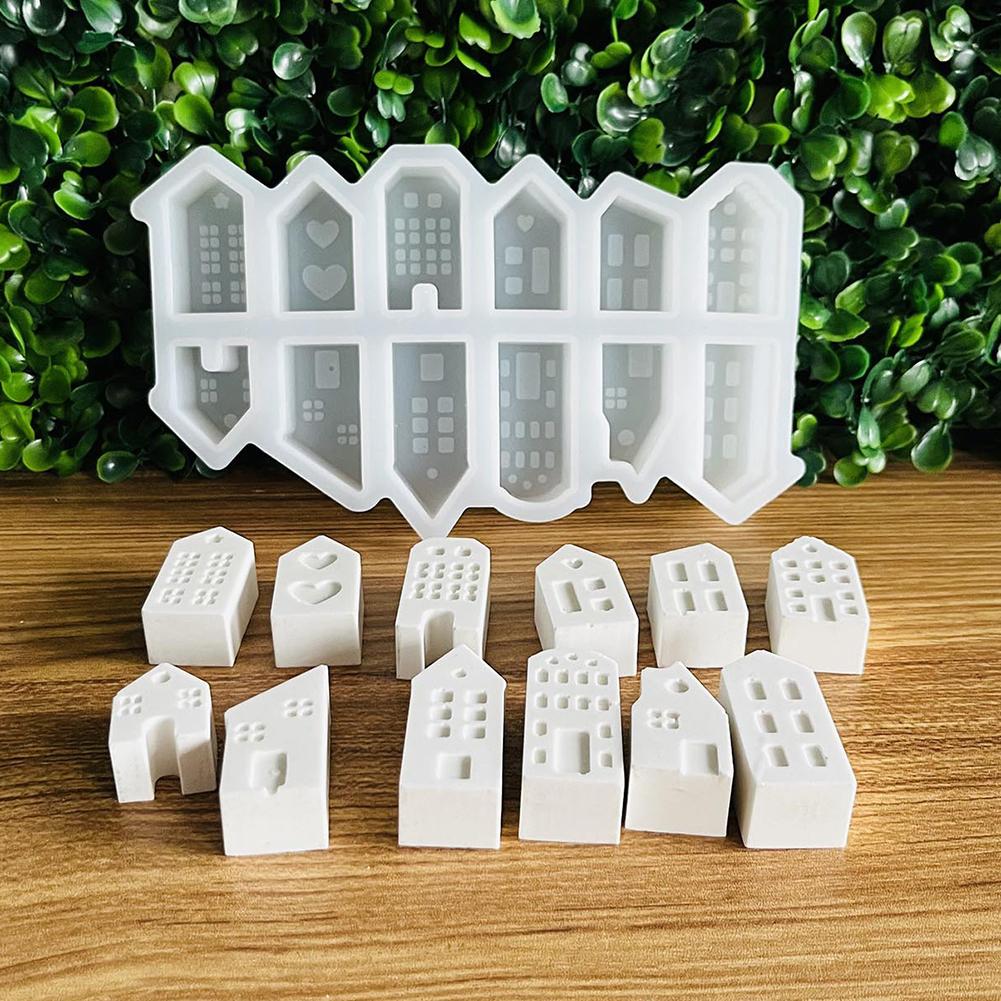 Forma silikonowa świecznika w kształcie domu do rękodzieła DIY i dekoracji domu o trwałej, wielokrotnego użytku konstrukcji