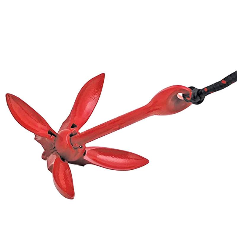 Boat Galvanized Red Anchor Sailboat Fishing 3.5lbs Marine Rope Complete Folding Grapnel Kit
