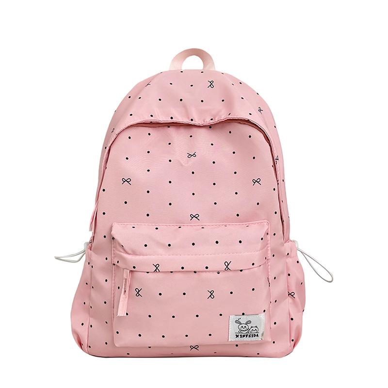 School Bag, Middle School Girls' Girly Vibe, Polka Dot Bow, Versatile High-look, Girls' Backpack, High School Backpack
