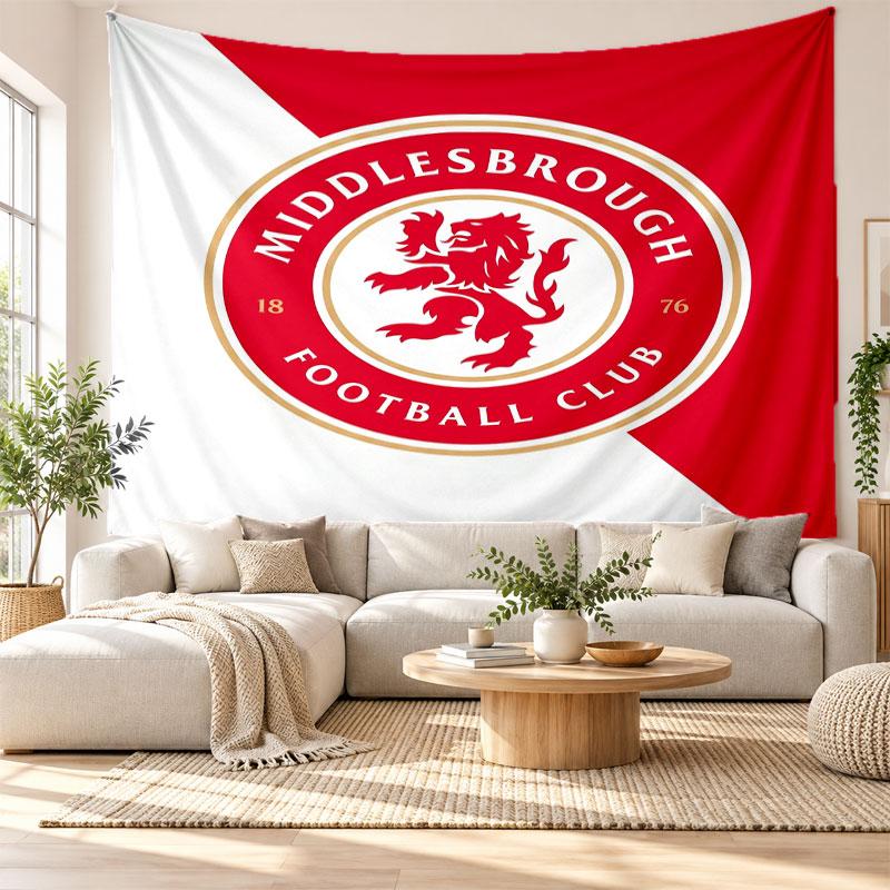 Middlesbrough FC Wandteppich, Weiches Stoff-Wandbehang, Dekorative Kulisse Für Schlafzimmer Heimwandkunst