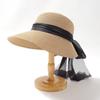 Big brim straw hat women's sunscreen foreign style fashion bow seaside beach sunshade breathable face little fisherman hat
