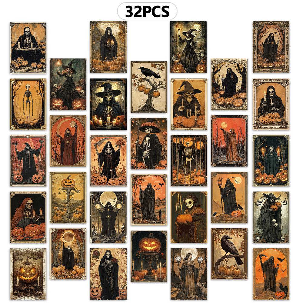 

32pcs, vintage Halloween postcards, horror, pumpkin, birthday/anniversary gifts, collectible, giftable, and mailable