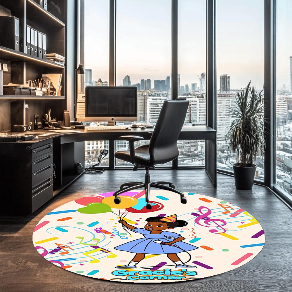 Gracie's Corner Printed Round Rug Carpet Chair Rug Area Rug Entryway Doormats,for Office Chair Living Room Bedroom Kitchen Room.