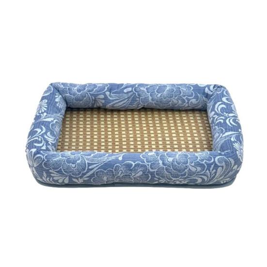 Summer Pet Cooling Bed Woven Cooling Mat Cat Bed Breathable Cooling Dog Bed with Raised Edges Anti-Slip Bottom for Small Dogs Cats