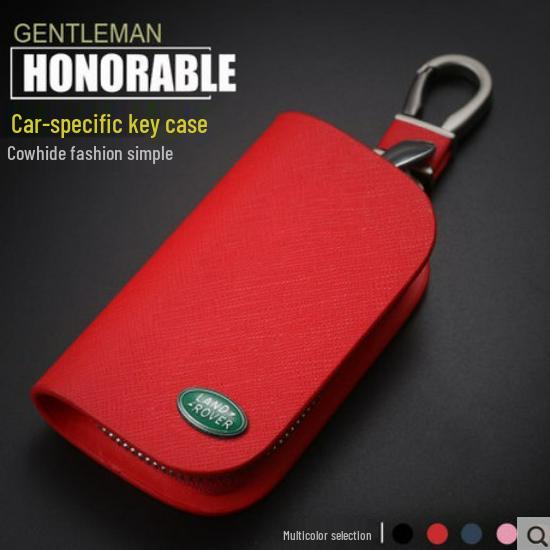Men's Universal Cowhide Car Key Case with Waist-Mounted Zipper