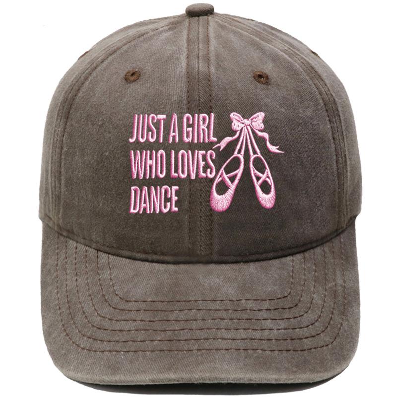 Bow Dance Shoes Letter Embroidery Baseball Cap Washed Retro Dad Hat Men's and Women's Casual Versatile Sun Hat