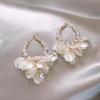 Imitation Pearl Flowers Fringe Long Dangle Earrings For Women Elegant Temperament Dainty  Luxury Jewelry